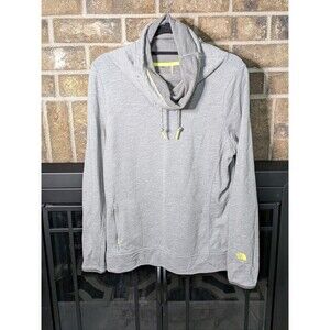 The North Face Cowl Neck Pullover Sweatshirt Grey and Lime Green Women's S/M EUC